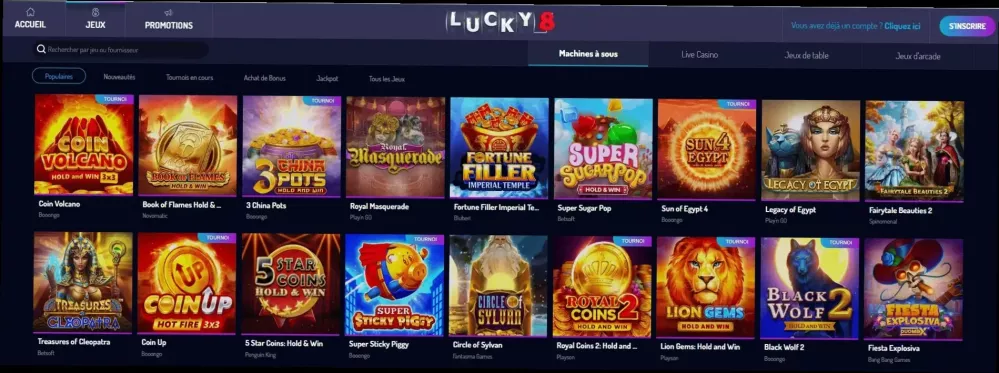 Lucky8 Casino 200% jusqu'à 500 € bonus